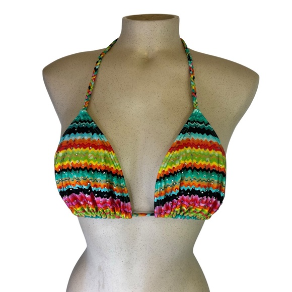 Luli Fama Women's Hola Verano Molded Cup Push Up Tri Halter Bikini * No Size* - Picture 2 of 7